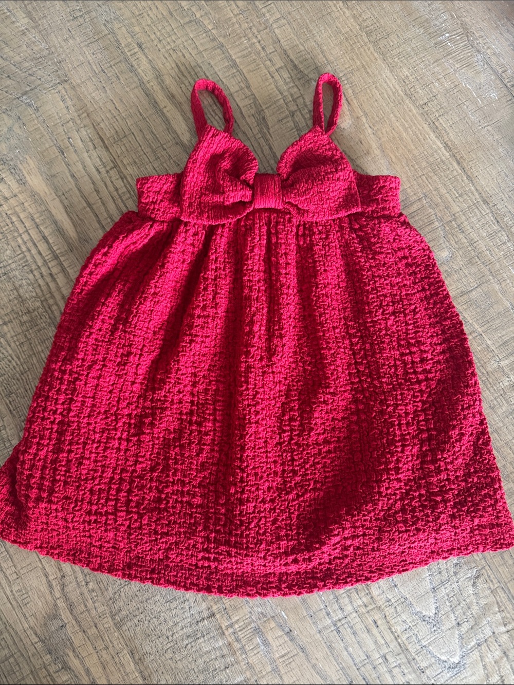 Old Navy Red Textured Bow-Front Sundress